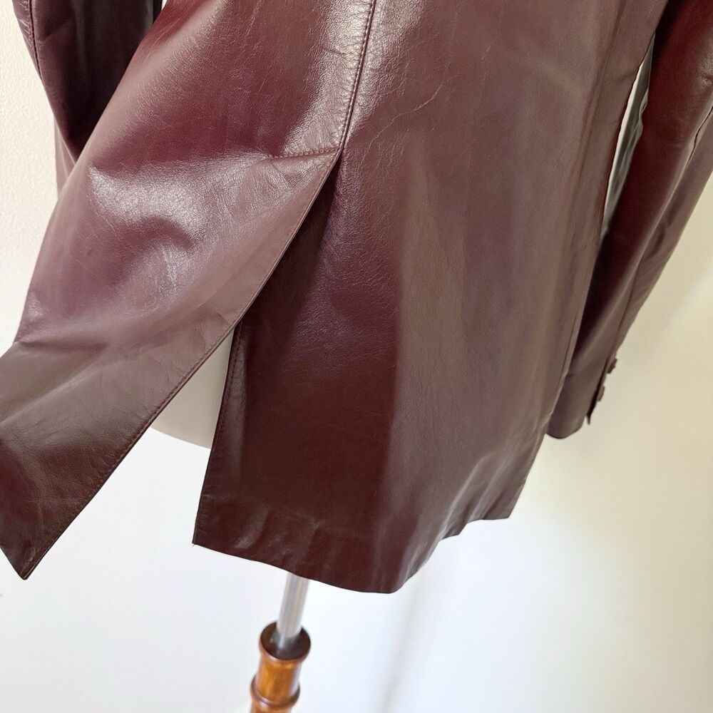 Vintage Etienne Aigner Leather Blazer Jacket Womens Oxblood Size 6 XS/S Small - Picture 13 of 16